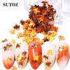 Nail Art Glitter Sequins Höst Maple Leaf Nails Stickers Dekorationer Spangle Flakes Gradient Glänsande Ljus Skönhetsverktyg