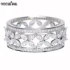 Vecalon Flower shape 925 Sterling Silver Promise ring Diamond Cz Engagement wedding Band rings for women Bridal Finger jewelry