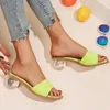 Slippers 35-43 Size Clear Crystal Round Ball Heels Women Summer Beach Peep Toe Slides Shoes Woman Flip Flops Sandals1