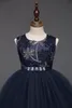 リテールロングダイヤモンド刺繍入り花の女の子のドレスのためのウェディング5-14Y子供デザイナードレス女の子ピアノ衣装プリンセスドレスブティッククロス