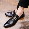 Hot Sale-Es Business Leather Luxury Bröllop Loafer Blommor Skriv ut Män Flats Office Party Formal Shoes W95