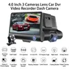 3 kamery samochodowe DVR Automatyczna jazda samochodem samochodowym Pojazd rejestrator wideo 4 "Wyświetlacz Full HD 1080p Przód 170 ﾰ Tylny 140 ﾰ Wnętrze 120 ﾰ G-czujnik G