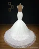 Vestidos de novia de sirena de encaje transparente elegante de talla grande apliques de encaje de tul vestido de novia de tren de barrido vestidos de novia batas de mari￩e