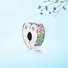 Ny ankomst VEPUSTION COLOR HEART CLIPS CHARM SET ORIGINAL BOX FÖR PANDORA DIY BRACELET CZ Diamond Charms Smycken Tillbehör