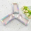 2 Pairs Eyelashes Boxes Holographic Color Paper Box Without Lashes Custom Lash Packaging with Clear Tray