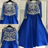 Royal Blue Satin Pagant Klänning För Tonåringar 2019 Med Ärmar Bling Rhinestone Lång Pageant Klänning för Little Girl Zipper Back Formal Party Rosie