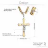 패션 기독교 예수 십자가 크리스탈 펜던트 목걸이 링크 6mm 폭 55cm 길이 비잔틴 평면 체인 스테인레스 스틸 남성 보석 NP789