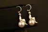 Wholesale- trendy fashion unique designer lady pearls pendant drop stud clip earrings for woman girls