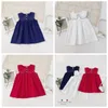 Kids Designer Roupas Meninas Verão Sem Mangas Vestidos Menina de Algodão Linho Relógio Renda Collar Petticoat Meninas Princesa Vestidos Padticoat Zyq263