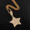 Fashion personnalisée Bling Diamond Pentagram CZ Cumbic Zirconia Mens Collier Womels Gold Silver Hip Hop Rappeur Bijoux Rivières pour hommes Collier