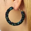 Wholesale-New Design Fashion Charm Austrian Crystal Hoop Earrings Geometric Round Shiny Rhinestone Big Earring Jewelry Women