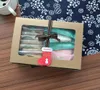 Braune Kraftpapierschachtel mit Fenster Geschenkbox Cajas de Carton Verpackung Cookie Macaron Box Hochzeits Geschenkboxen 18125cm21156cm5834252