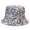 Nouveaux Dollars américains motif Chapeau femme pêcheur Chapeau mode hommes coton seau chapeaux en plein air Casquette casquettes