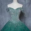 2019 Sweetheart Beading Pailletten Groene Baljurk Quinceanera Jurken Plus Size Sweet 16 Jurken Debutante 15 jaar Formele Party Jurk BQ139