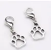 100pcs/Lot Vintage Tibetan Silver Paw Print Charms Pendants lobster Clasp Dangle Charms for Jewelry Making DIY Bracelet Necklace