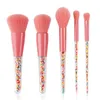 DHL New 5pcs Lollipop Candy Unicorn Crystal Makeup Brushes Set Colorful Lovely Foundation Blending Brush Makeup Tool maquillaje by air11