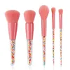 DHL New 5pcs Lollipop Candy Unicorn Crystal Makeup Brushes Set Colorful Lovely Foundation Blending Brush Makeup Tool maquillaje by air11