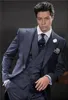 New Morning Style One Button Blu navy Smoking da sposo Sposo bavero Groomsmen Mens Dinner Blazer Suit (Giacca + Pantaloni + Vest + Tie) 460