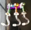 Accessoires de bongs en verre de pot incurvé de champignon ﾠ, pipes à fumer en verre colorées mini pipes à main multicolores meilleure pipe en verre cuillère