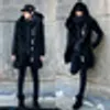 Длинные траншеи Men 2017 Новая модная мужская олфотографическая и черная двойная пуговица Стройные корейские треншеи с капюшоном 3xl