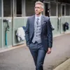 Smoking dello sposo grigio scuro moda tacca bavero groomsmen abito da sposa uomo popolare giacca uomo giacca 3 pezzi (giacca + pantaloni + gilet + cravatta) 1366