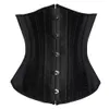 Kvinnors korsetter Jacquard/Satin Plus Size XXS-6XL 26st Spiral Steel Boned Spets Up Underbust Corset Shaper Fashion Slimming Corselete midjan Cincher