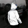 Jaqueta Reflexiva Completa Homens Mulheres Amantes Harajuku Windbreaker Jackets Hooded Hip-Hop Streetwear Noite Refrigerante Zíper Casaco Casacos