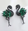 Fashion-Flamingo Earrings For Women Cubic Zirconia 925 Silver Stud Earings Rings Lady Bird Earring Jewelry