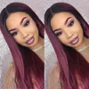 słoneczne 1b Burgundowe wino czerwone 99J Ombre Peruvian Hair Bundles z zamknięciem 1B 99J Burgundowe proste wiązki ludzkie włosy 3 wiązki z 294S