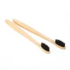 Eco friendly bamboo toothbrush flat handle with case travel set disposable for hotel and home 4 pcs