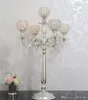 Guld / Silver Candle Holders Bröllopsdekoration Metal Crystal Centerpiece Dining Table Candelabra Stand Home Decor Mother Day