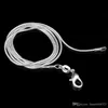 925 Sterling Silver Pläterade Snake Chain Halsband för Kvinna Hummer Spännen Slät kedja Statement Smycken Storlek 1 mm 16 18 20 22 24 tum