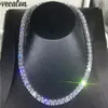 Vecalon Tennis Necklace White Gold Filled Full Princess cut 7mm Diamond Party Wedding necklaces for Women men Hiphop Jewelry