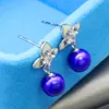 Dame à la mode boucles d'oreilles en argent 925 avec perle d'eau douce cadeau de perle de charme DIY (29 sortes de couleurs de perles disponibles)