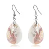 Teardrop Charm Earrings Pink and White Paua Shell Jewellery Natural Mother of Pearl Shells 5 Pairs