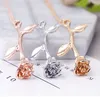 Fashion Jewelry Collier Pink Gold Rose Statement Pendant Necklace Women's Beauty and Beast Jewelry Lovers Gift GB70239B