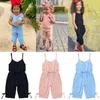 Kids Designer Kläder Tjejer Solid Ärmlös Rompers Sommar Bomull Linne Jumpsuits Bow Sling Onesies Bodysuits Byxor Klättra Kläder B7578