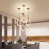 Hanglampen Hedendaagse LED-kroonluchter Lichten Nordic Droplights Acryl Tilverlichting 3/5/6/7/10 Ringen Indoor Sollipie