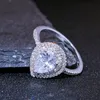 Tamaño 6-10 Impresionante joyería de lujo 925 gota de agua de plata esterlina topacio blanco CZ diamante piedras preciosas fiesta mujer boda anillo de novia regalo