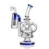 8 Inch Newest Klein Tornado Percolator Glass Hookah Bong Recycler Water Pipes 14mm Joint Oil Dab Rigs With Ash Catcher Blue Green