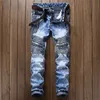 22 stijlen Mens Jeans Effen Kleuren Motorfiets Jeans Slim Fit Folds Hole Lange Denim Broek Hip Hop Broek Potlood Broek voor Mannelijk