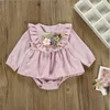 Baby Girls Rompers Kradal Brodé Jumpsuits Brodés Enfants Casual Falbala Ruffle BodySuit Été Sleeve Sleeve Onesie Nouveau-né PlaySuit YP565