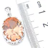 LuckyShine Mère Cadeau 925 Sterling Silver Ovale Champagne Morganite Pendentifs Colliers Américain Australie Vacances Jewelry2993