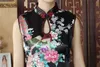 Elegante Pfau Druck Cheongsam Mode frauen bodycorn ärmelloses kleid chinesisches kleid Qipao kurze cheongsam 5 farben