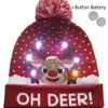 2020 Hot LED Jul Hattar Beanie Tröja Jul Santa Hat Ljus upp Strikkad hatt för barn Vuxen för julfest