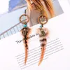 Amader Women's Brown Feather Earrings Drop Vintage Boho Chainred Pärlor Dangle Lång Örhängen Kvinna Oorbellen