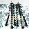 Fashion- Designer Vintage Full Colorful Crystal Tassel Chain Chram Drop Earrings For Women Jewelry