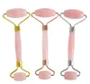 Puffy Handle Beauty Rose Quartz Jade Roller For Face Neck Eye Slimming Double Head Jade Facial Roller