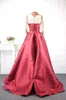 Vinage Arabric High Neck Long Sleeves Illusion Ball Gown Evening Formal Dress Gowns for Women Plus size Navy Burgundy Satin Hollow9808754