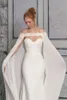 Elegant Lace Applique Bridal Jackets Custom Made Long Chiffon Wedding Cape Shawls Wraps for Formal Dresses